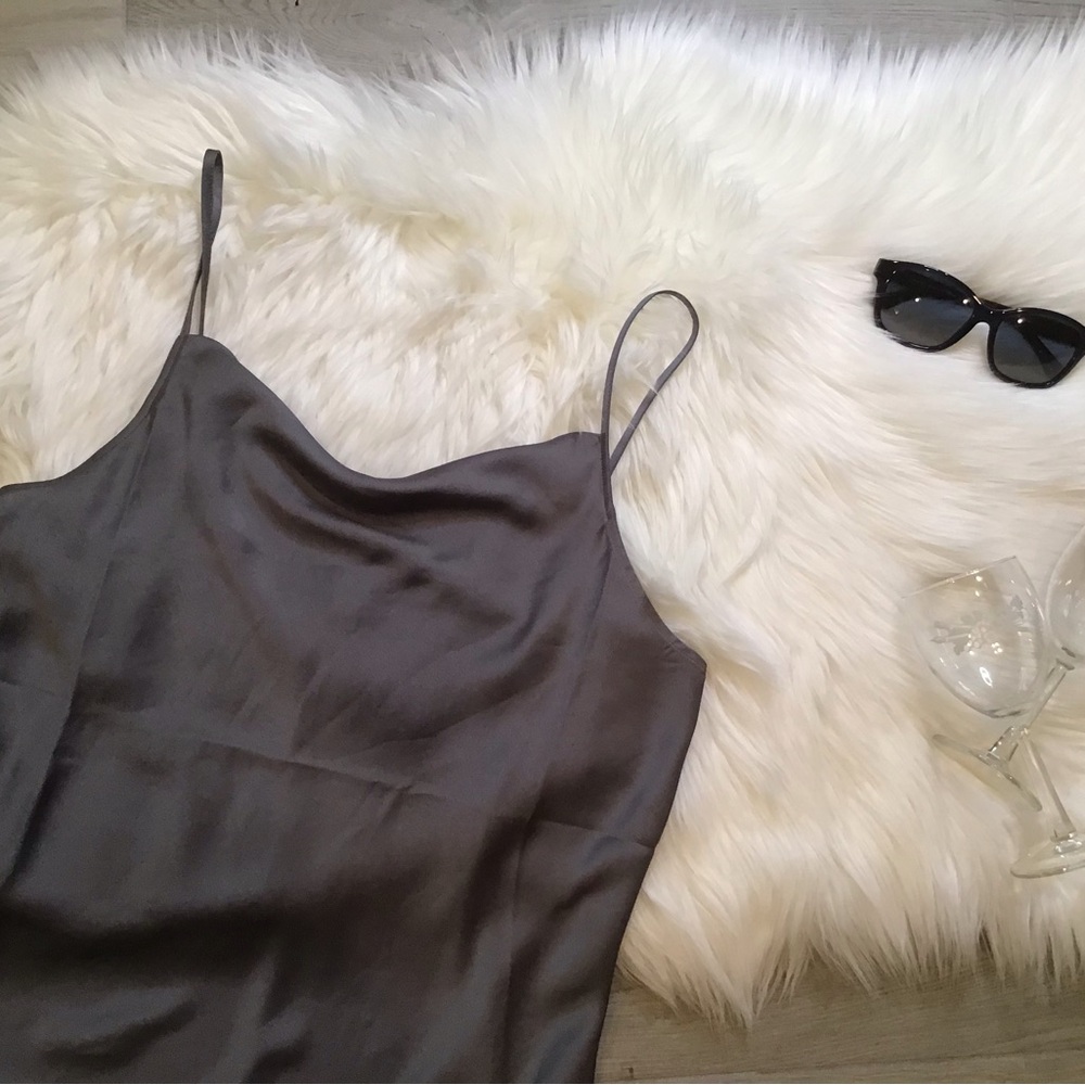 Ann Taylor Elegant Silky Gray Cowl Neck Top